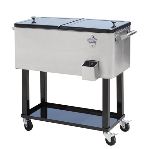 stainless steel ice box on wheels|ice cooler chest on wheels.